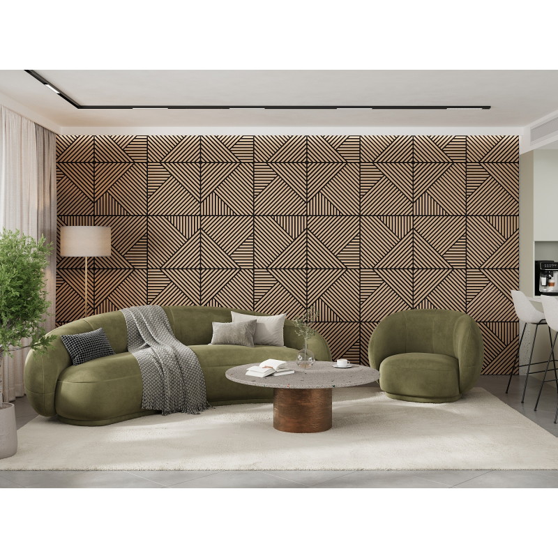 Mexen Linea 25 acoustic wall panel 60 x 60 cm (4 pcs.), 9 mm felt, technical veneer, Bleached Oak - S110-60607-25-040