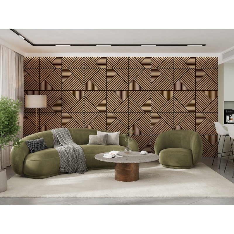 Mexen Linea 25 acoustic wall panel 60 x 60 cm (4 pcs), 9 mm felt, technical veneer, Classic Oak - S110-60607-25-041