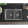 Mexen Tomas 2-chamber granite sink with Rita kitchen faucet, gray - 6516-71-670300-71