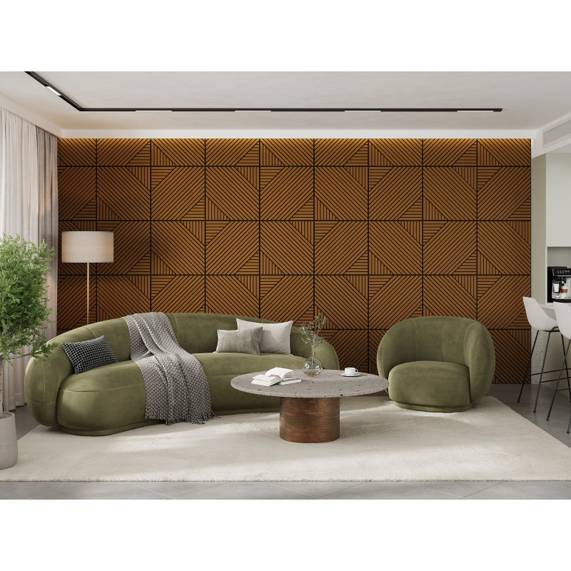 Mexen Linea 26 acoustic wall panel 60 x 60 cm (4 pcs), 9 mm felt, technical veneer, Natural Oak - S110-60607-26-042