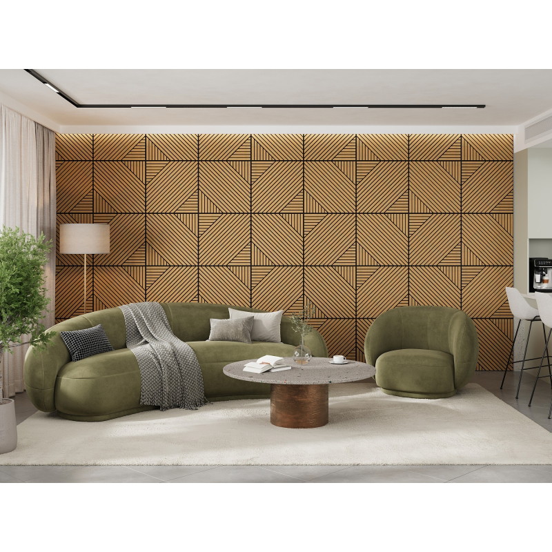 Mexen Linea 26 acoustic wall panel 60 x 60 cm (4pcs.), 9 mm felt, technical veneer, Oak Classic - S110-60607-26-041
