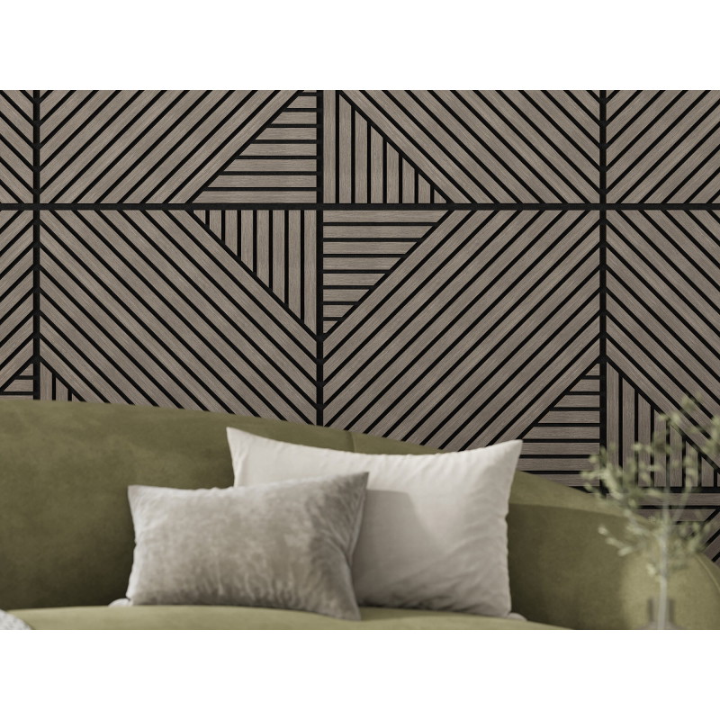 Mexen Linea 26 acoustic wall panel 60 x 60 cm (4pcs), 9 mm felt, technical veneer, Gray Oak - S110-60607-26-043