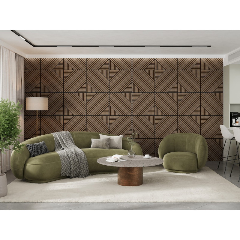 Mexen Linea 26 acoustic wall panel 60 x 60 cm (4 pcs.), 9 mm felt, technical veneer, Dark Walnut - S110-60607-26-044