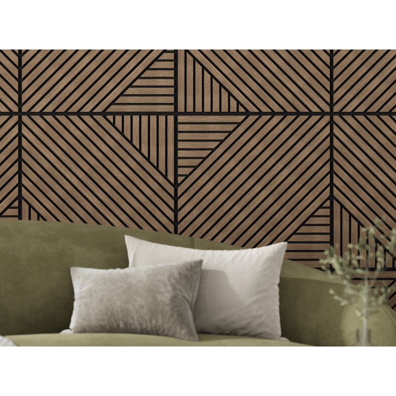 Mexen Linea 26 acoustic wall panel 60 x 60 cm (4 pcs.), 9 mm felt, technical veneer, Dark Walnut - S110-60607-26-044