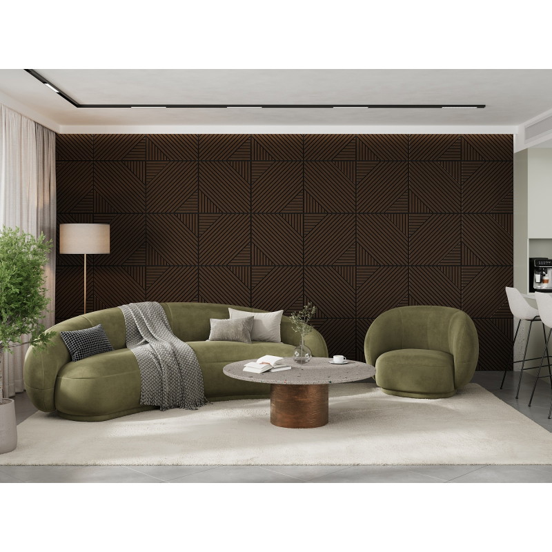 Mexen Linea 26 acoustic wall panel 60 x 60 cm (4 pcs), 9 mm felt, technical veneer, Mocca Oak - S110-60607-26-045