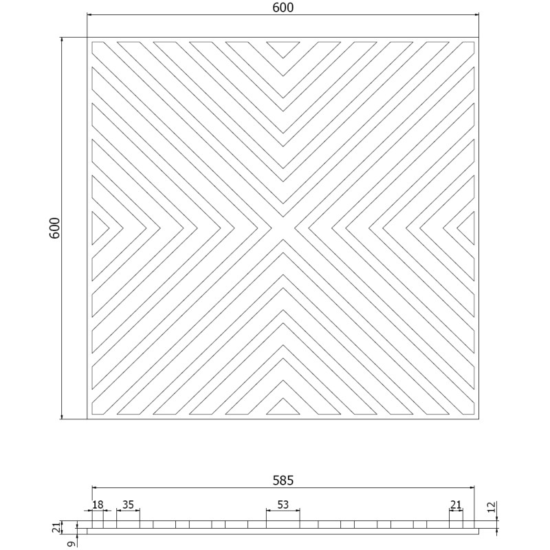 Mexen Linea 01 acoustic wall panel 60 x 60 cm (4pcs), 9 mm felt, technical veneer, Dark Walnut - S110-60607-01-044