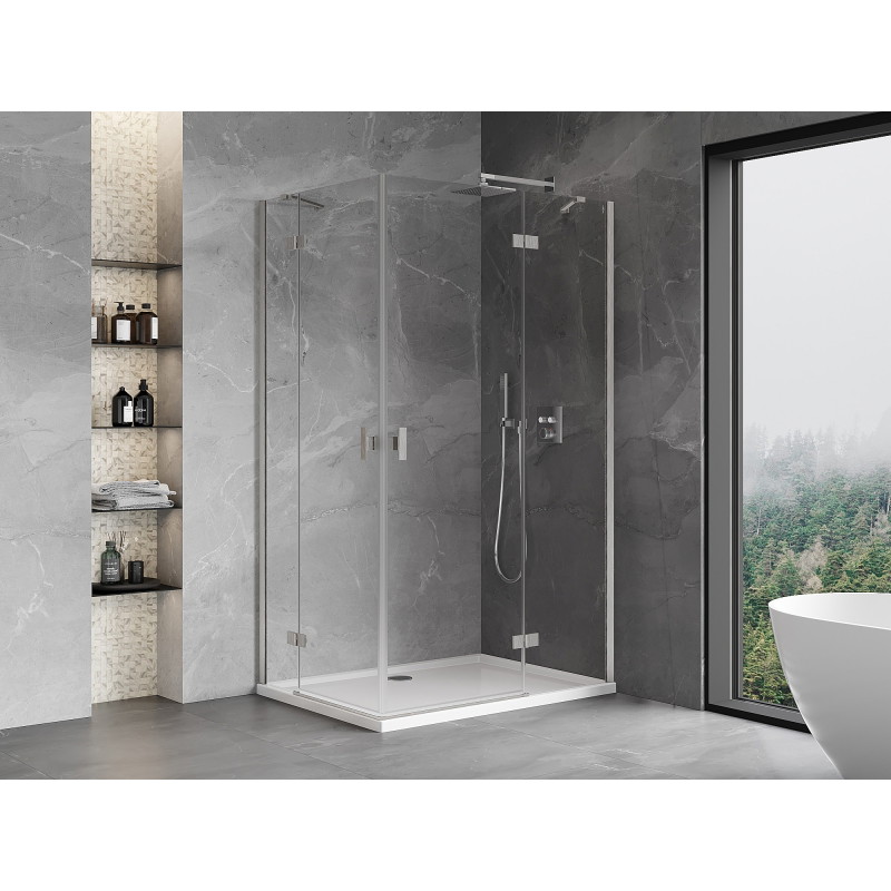 Mexen Mist-H Duo pivot shower cabin right 70 x 75 cm, transparent, brushed nickel - 8A5-070L-075P-97-00