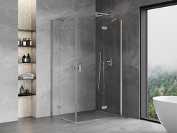 Mexen Mist-H Duo pivot shower cabin right 70 x 75 cm, transparent, brushed nickel - 8A5-070L-075P-97-00