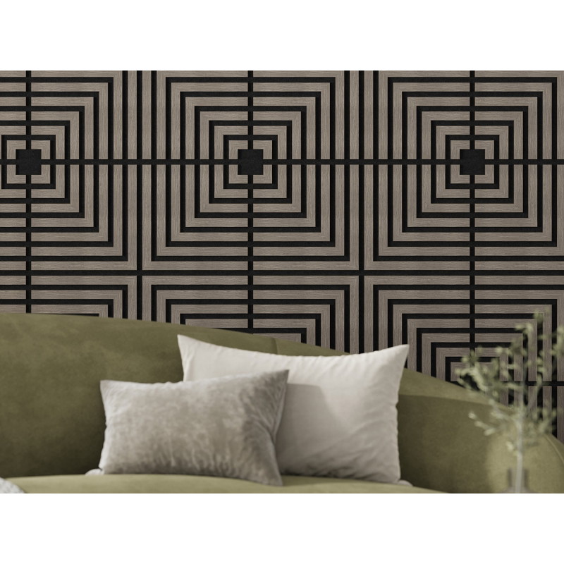 Mexen Linea 02 acoustic wall panel 60 x 60 cm (4 pcs), 9 mm felt, technical veneer, Gray Oak - S110-60607-02-043