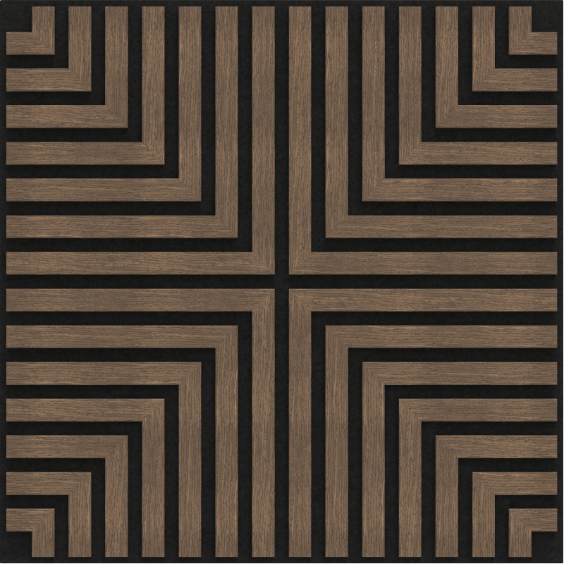 Mexen Linea 02 acoustic wall panel 60 x 60 cm (4 pcs), 9 mm felt, technical veneer, Dark Walnut - S110-60607-02-044