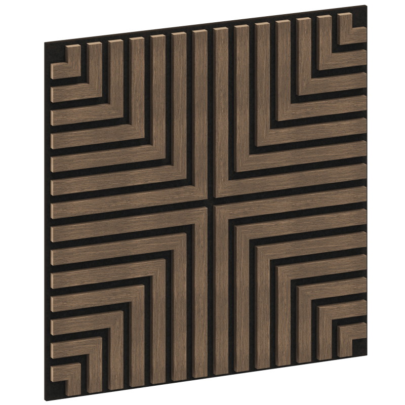 Mexen Linea 02 acoustic wall panel 60 x 60 cm (4 pcs), 9 mm felt, technical veneer, Dark Walnut - S110-60607-02-044