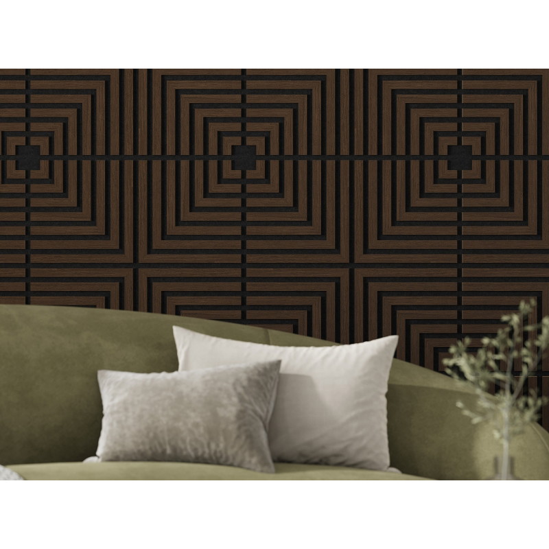 Mexen Linea 02 acoustic wall panel 60 x 60 cm (4 pcs), 9 mm felt, technical veneer, Mocca Oak - S110-60607-02-045