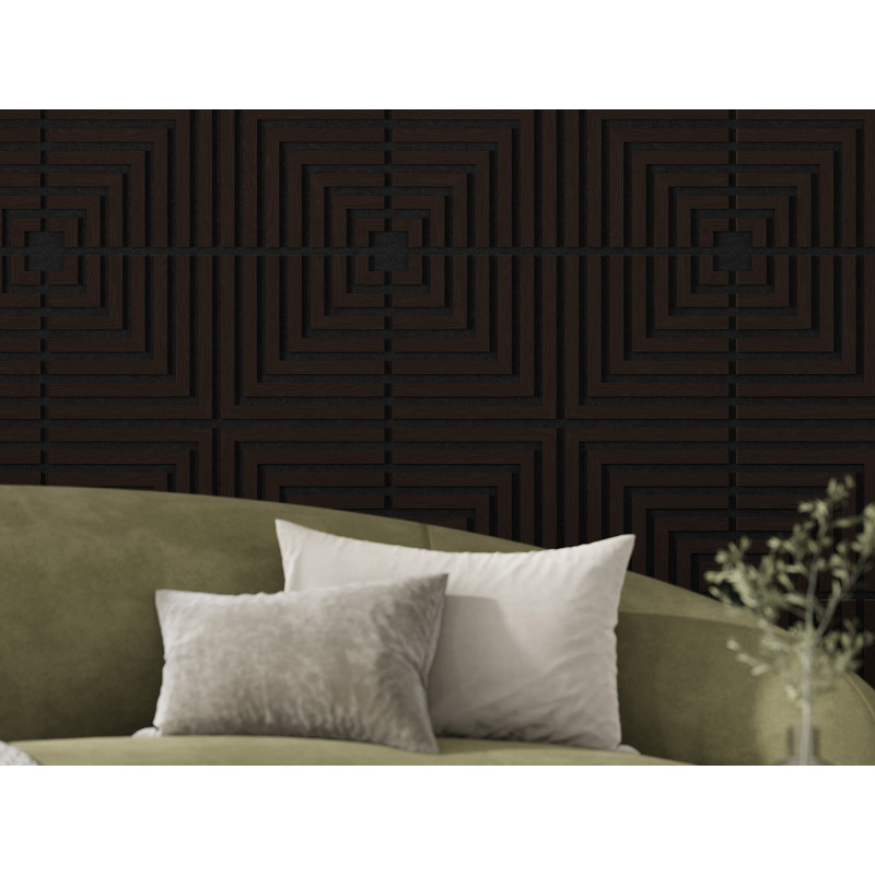 Mexen Linea 02 acoustic wall panel 60 x 60 cm (4 pcs.), 9 mm felt, technical veneer, Black Oak - S110-60607-02-046