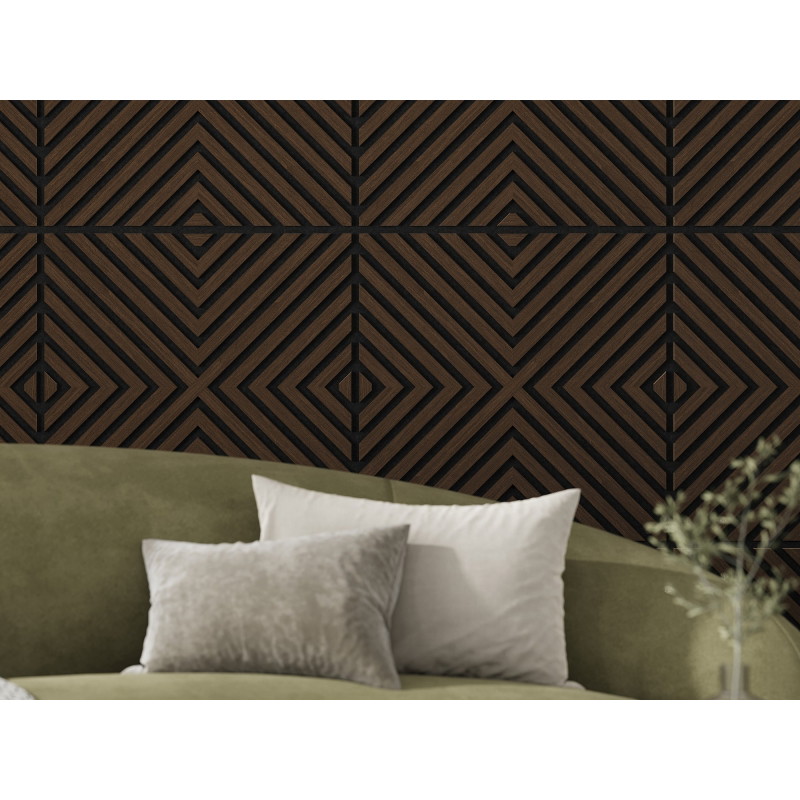 Mexen Linea 01 acoustic wall panel 60 x 60 cm (4 pcs), 9 mm felt, technical veneer, Mocca Oak - S110-60607-01-045