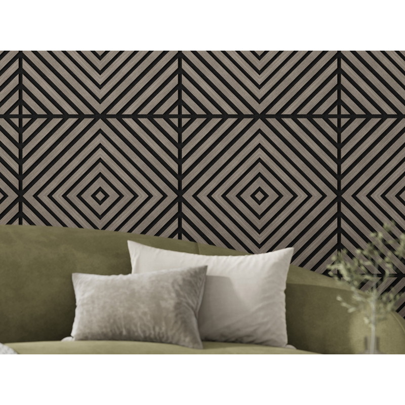 Mexen Linea 03 acoustic wall panel 60 x 60 cm (4 pcs), 9 mm felt, technical veneer, Grey Oak - S110-60607-03-043