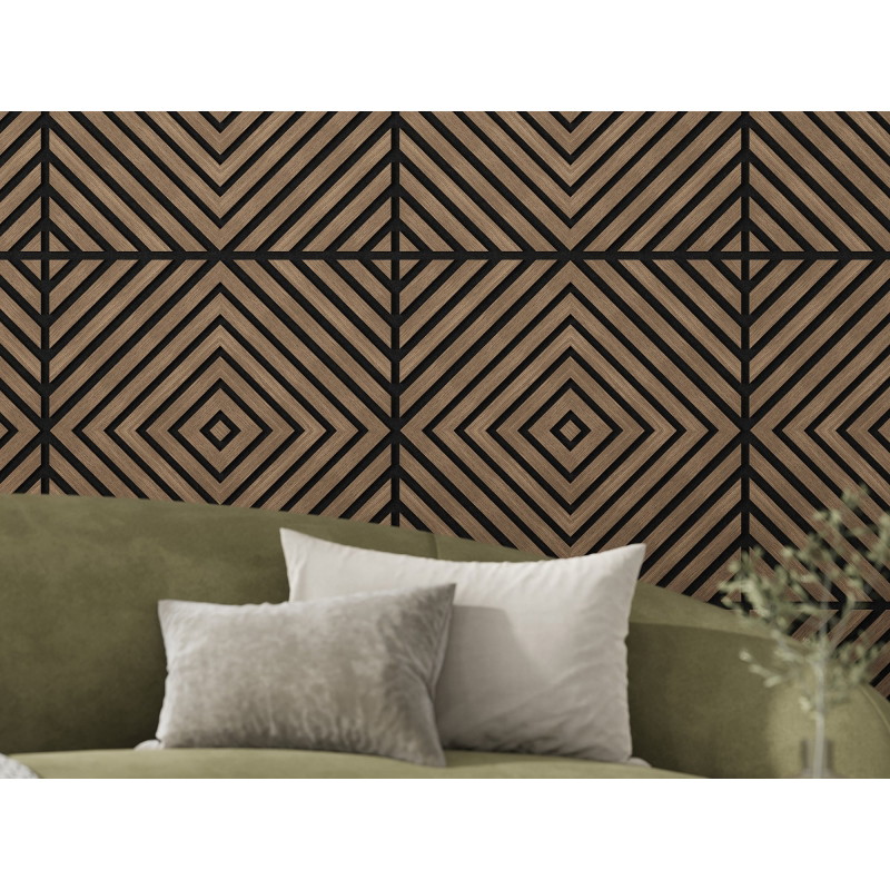 Mexen Linea 03 acoustic wall panel 60 x 60 cm (4 pcs), 9 mm felt, technical veneer, Dark Walnut - S110-60607-03-044