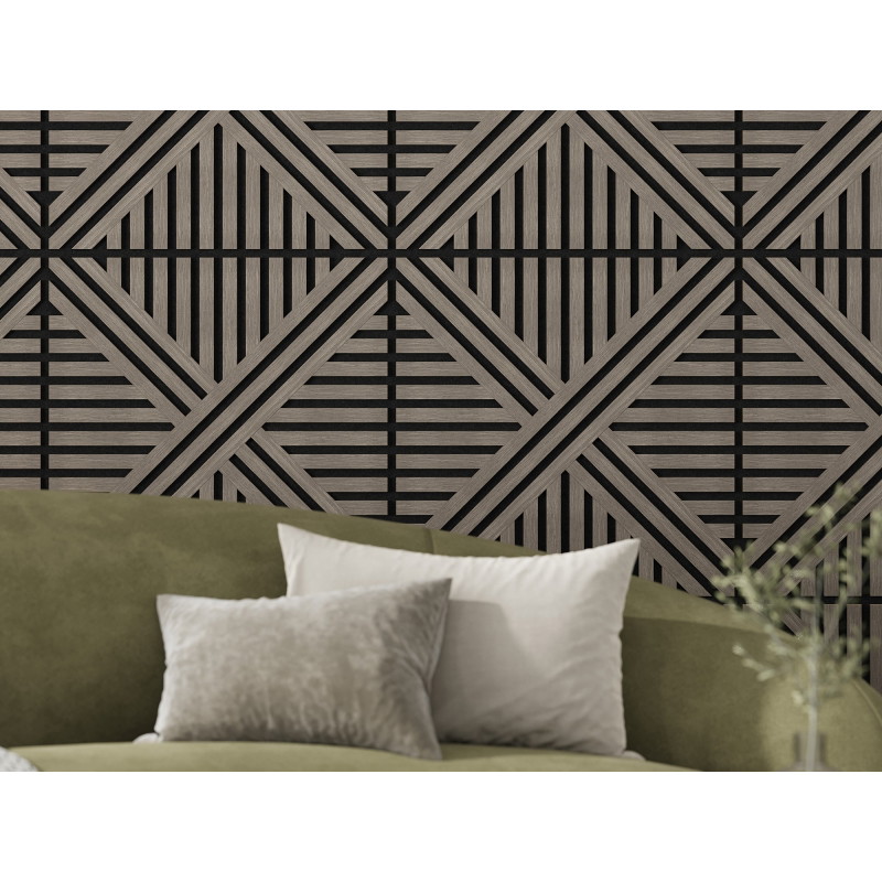 Mexen Linea 05 acoustic wall panel 60 x 60 cm (4 pcs.), 9 mm felt, technical veneer, Gray Oak - S110-60607-05-043