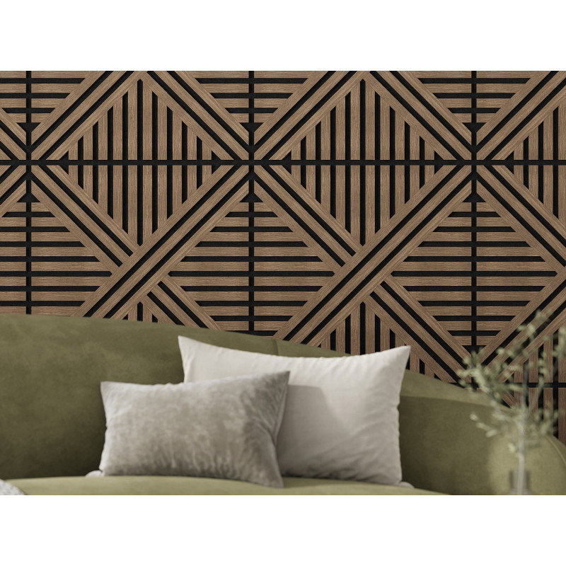 Mexen Linea 05 acoustic wall panel 60 x 60 cm (4 pcs), 9 mm felt, technical veneer, Dark Walnut - S110-60607-05-044