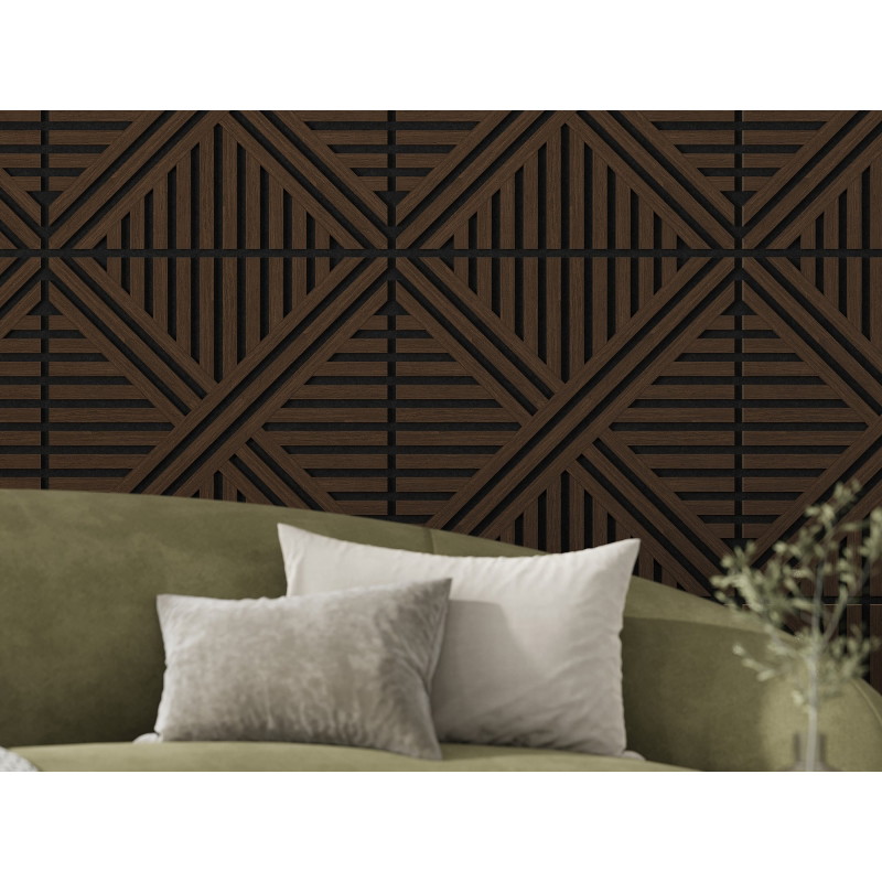 Mexen Linea 05 Acoustic Wall Panel 60 x 60 cm (4 pcs), 9 mm Felt, Technical Veneer, Mocca Oak - S110-60607-05-045