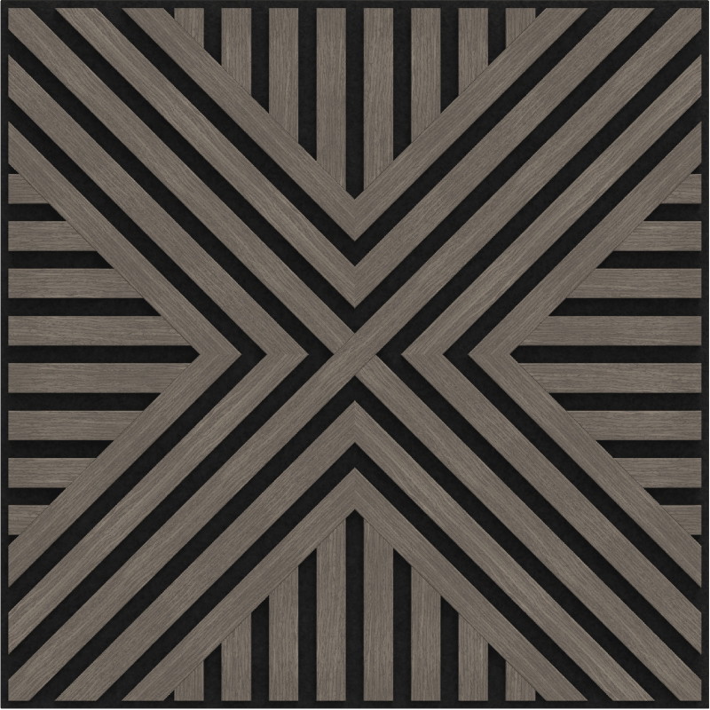 Mexen Linea 06 acoustic wall panel 60 x 60 cm (4 pcs), 9 mm felt, technical veneer, Gray Oak - S110-60607-06-043