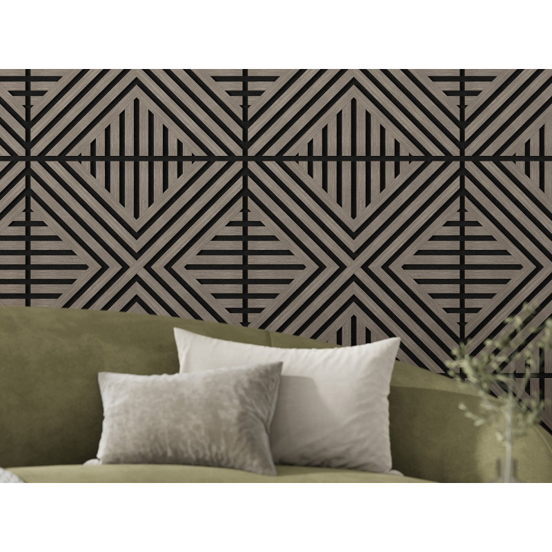 Mexen Linea 06 acoustic wall panel 60 x 60 cm (4 pcs), 9 mm felt, technical veneer, Gray Oak - S110-60607-06-043