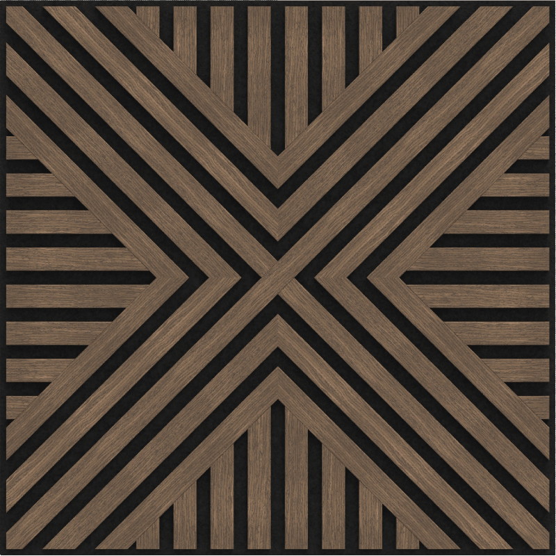Mexen Linea 06 acoustic wall panel 60 x 60 cm (4 pcs), 9 mm felt, technical veneer, Dark Walnut - S110-60607-06-044