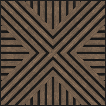 Mexen Linea 06 acoustic wall panel 60 x 60 cm (4 pcs), 9 mm felt, technical veneer, Dark Walnut - S110-60607-06-044