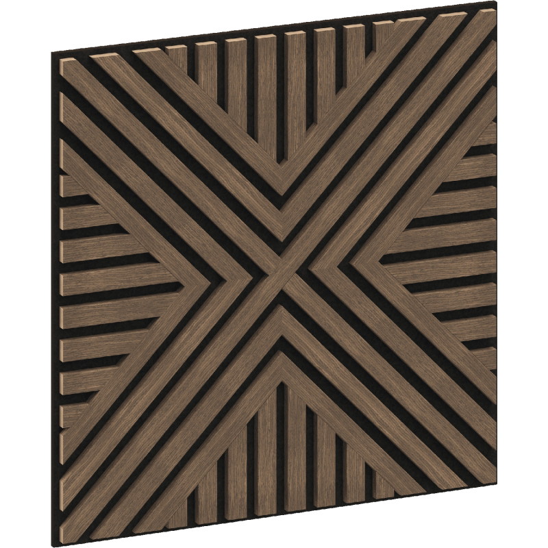 Mexen Linea 06 acoustic wall panel 60 x 60 cm (4 pcs), 9 mm felt, technical veneer, Dark Walnut - S110-60607-06-044