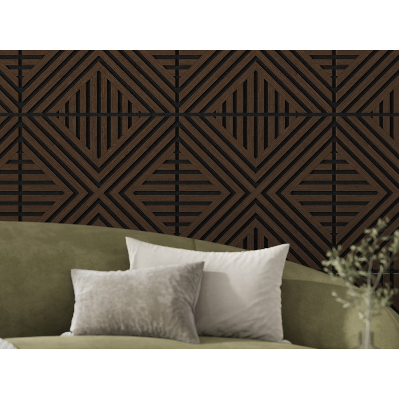 Mexen Linea 06 acoustic wall panel 60 x 60 cm (4 pcs), 9 mm felt, technical veneer, Mocca Oak - S110-60607-06-045