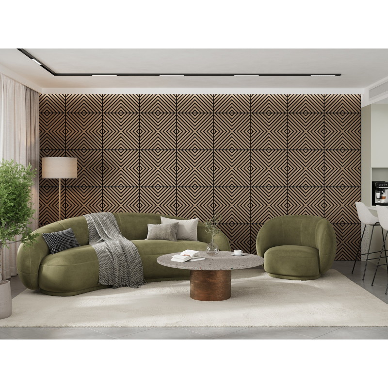 Mexen Linea 01 acoustic wall panel 60 x 60 cm (4 pieces), 9 mm felt, technical veneer, Light Walnut - S110-60607-01-047