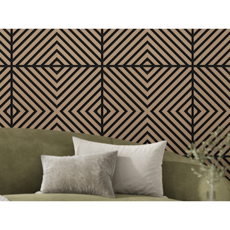 Mexen Linea 01 acoustic wall panel 60 x 60 cm (4 pieces), 9 mm felt, technical veneer, Light Walnut - S110-60607-01-047