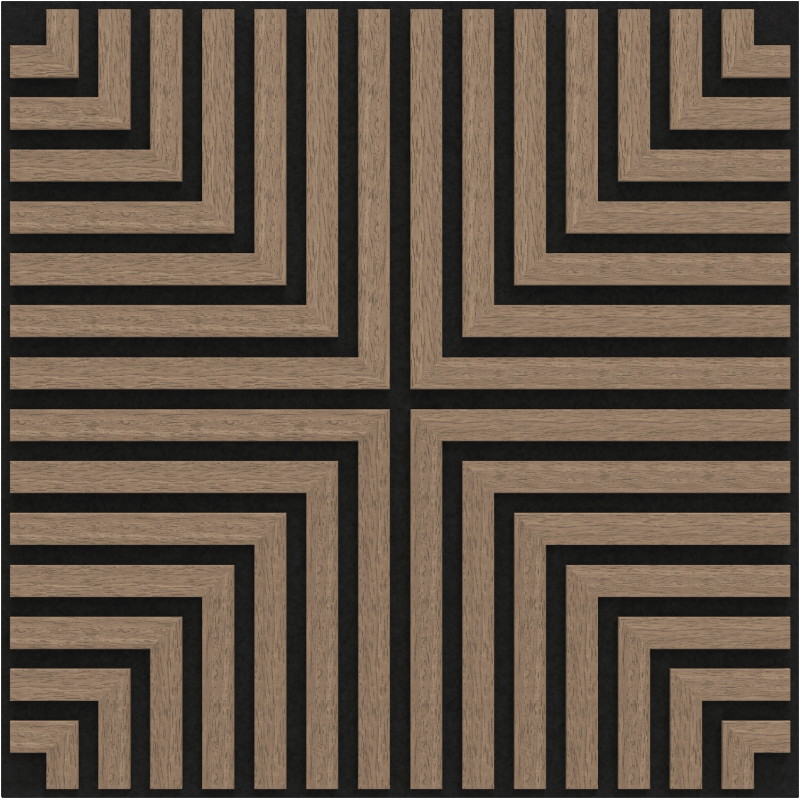 Mexen Linea 02 acoustic wall panel 60 x 60 cm (4 pcs), 9 mm felt, technical veneer, Light Walnut - S110-60607-02-047