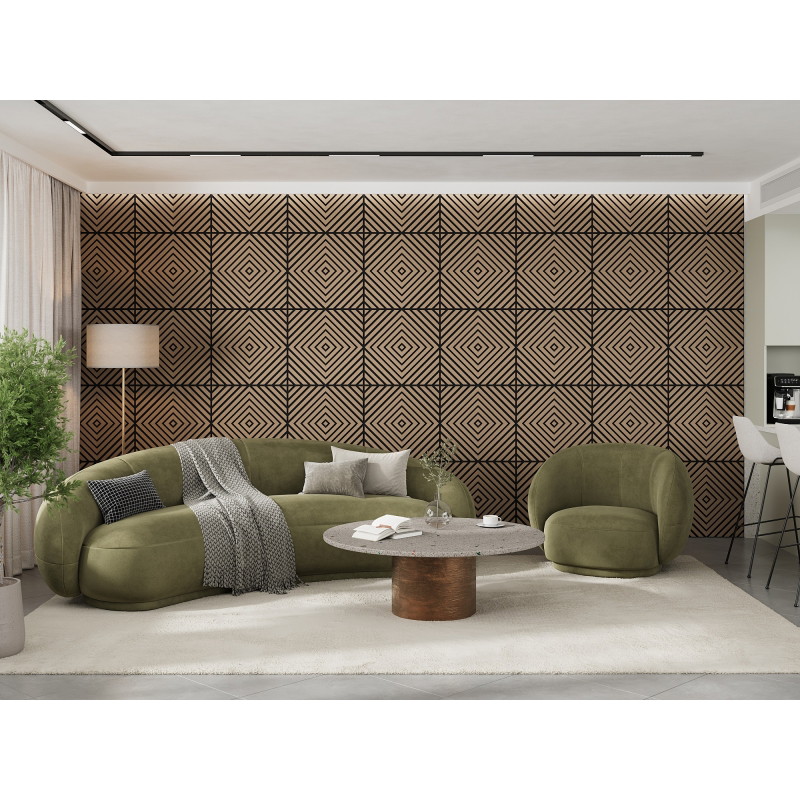 Mexen Linea 03 acoustic wall panel 60 x 60 cm (4 pieces), 9 mm felt, technical veneer, Light Walnut - S110-60607-03-047