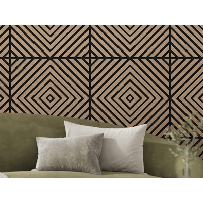 Mexen Linea 03 acoustic wall panel 60 x 60 cm (4 pieces), 9 mm felt, technical veneer, Light Walnut - S110-60607-03-047