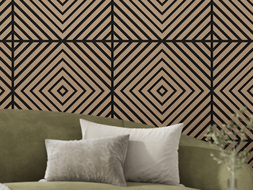 Mexen Linea 03 acoustic wall panel 60 x 60 cm (4 pieces), 9 mm felt, technical veneer, Light Walnut - S110-60607-03-047