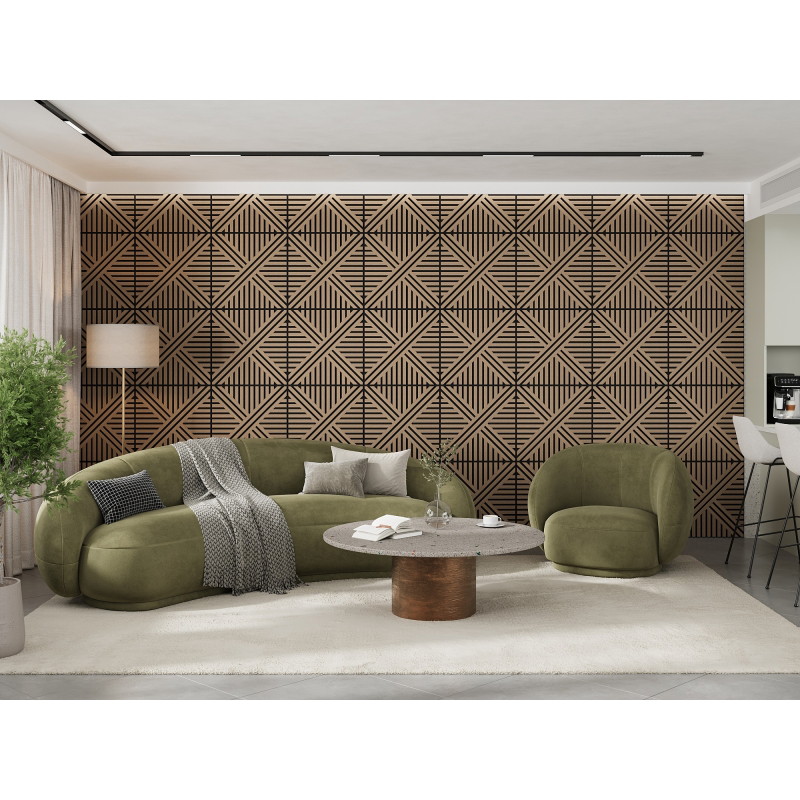 Mexen Linea 05 acoustic wall panel 60 x 60 cm (4pcs), 9 mm felt, technical veneer, Light Walnut - S110-60607-05-047