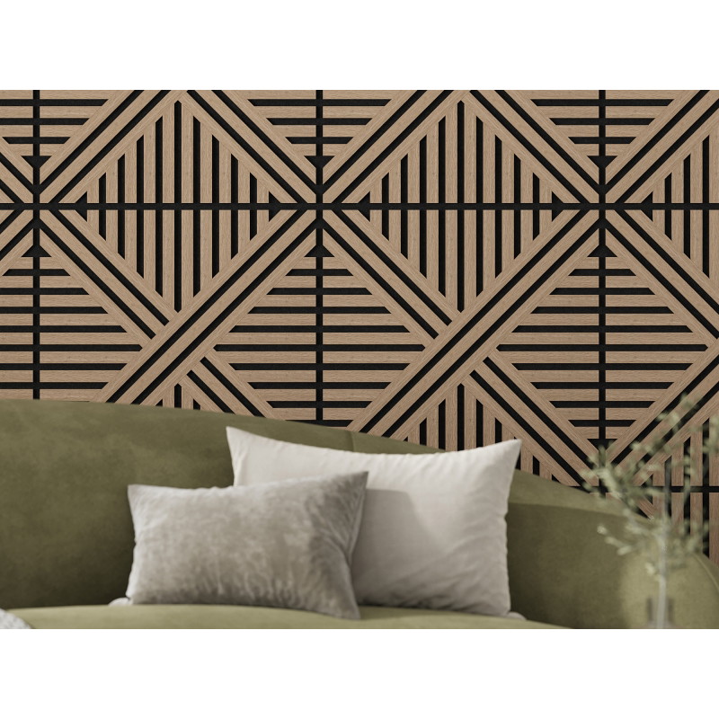 Mexen Linea 05 acoustic wall panel 60 x 60 cm (4pcs), 9 mm felt, technical veneer, Light Walnut - S110-60607-05-047