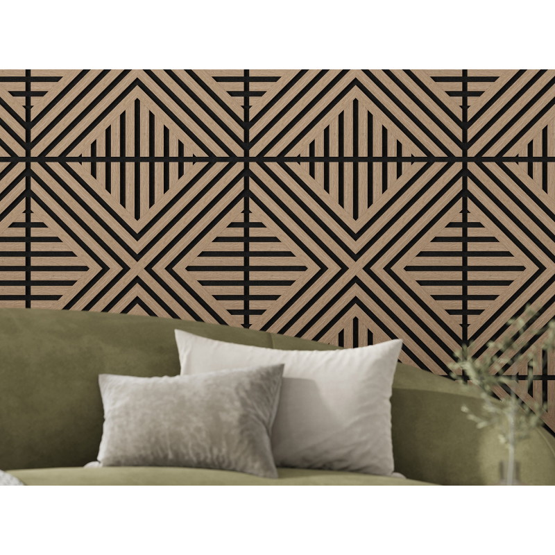 Mexen Linea 06 Acoustic Wall Panel 60 x 60 cm (4pcs), 9mm Felt, Technical Veneer, Light Walnut - S110-60607-06-047