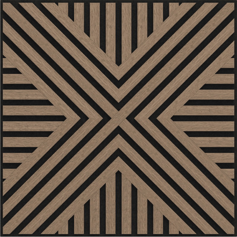 Mexen Linea 06 Acoustic Wall Panel 60 x 60 cm (4pcs), 9mm Felt, Technical Veneer, Light Walnut - S110-60607-06-047