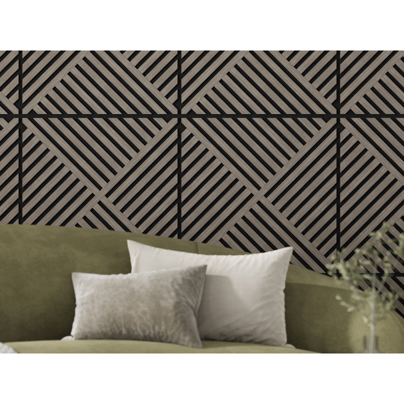 Mexen Linea 08 acoustic wall panel 60 x 60 cm (4 pcs), 9 mm felt, technical veneer, Gray Oak - S110-60607-08-043