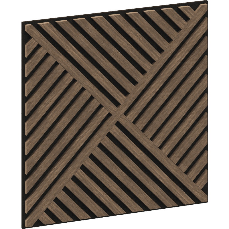 Mexen Linea 08 acoustic wall panel 60 x 60 cm (4pcs), 9 mm felt, technical veneer, Dark Walnut - S110-60607-08-044