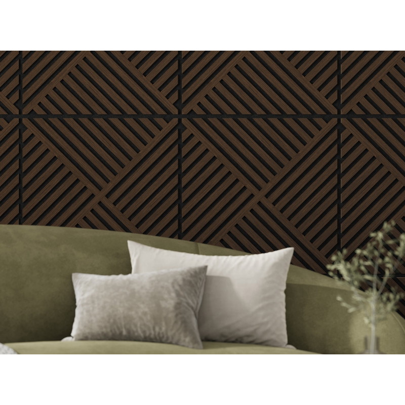 Mexen Linea 08 acoustic wall panel 60 x 60 cm (4 pcs), 9 mm felt, technical veneer, Mocca Oak - S110-60607-08-045