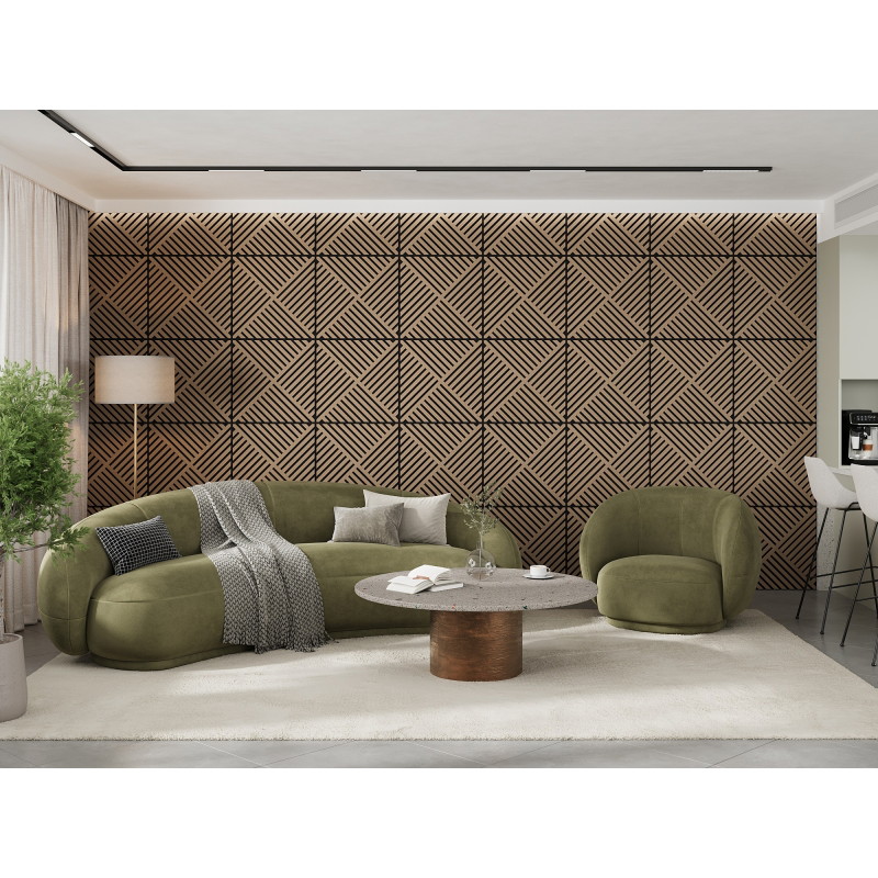 Mexen Linea 08 acoustic wall panel 60 x 60 cm (4 pcs.), 9 mm felt, technical veneer, Light Walnut - S110-60607-08-047
