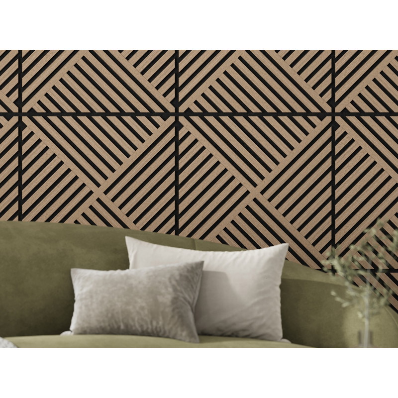 Mexen Linea 08 acoustic wall panel 60 x 60 cm (4 pcs.), 9 mm felt, technical veneer, Light Walnut - S110-60607-08-047