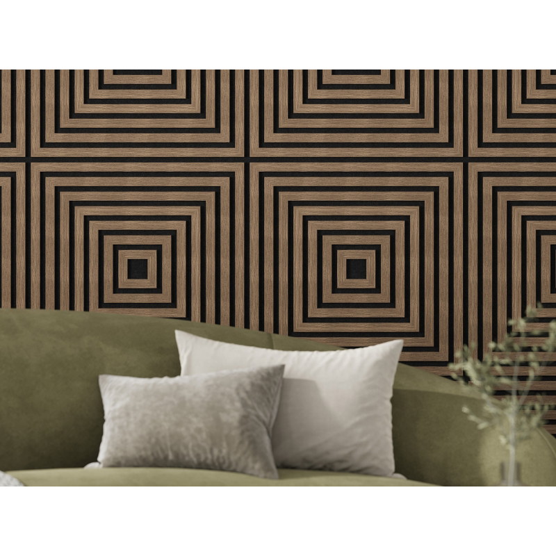 Mexen Linea 13 acoustic wall panel 60 x 60 cm (4 pcs), 9 mm felt, technical veneer, Dark Walnut - S110-60607-13-044