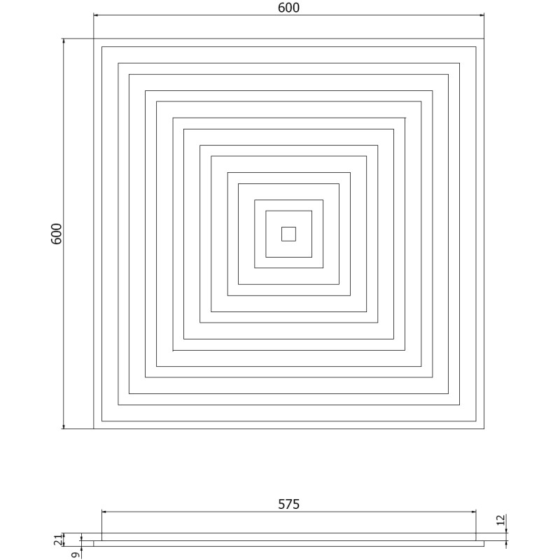 Mexen Linea 13 acoustic wall panel 60 x 60 cm (4 pcs), 9 mm felt, technical veneer, Dark Walnut - S110-60607-13-044