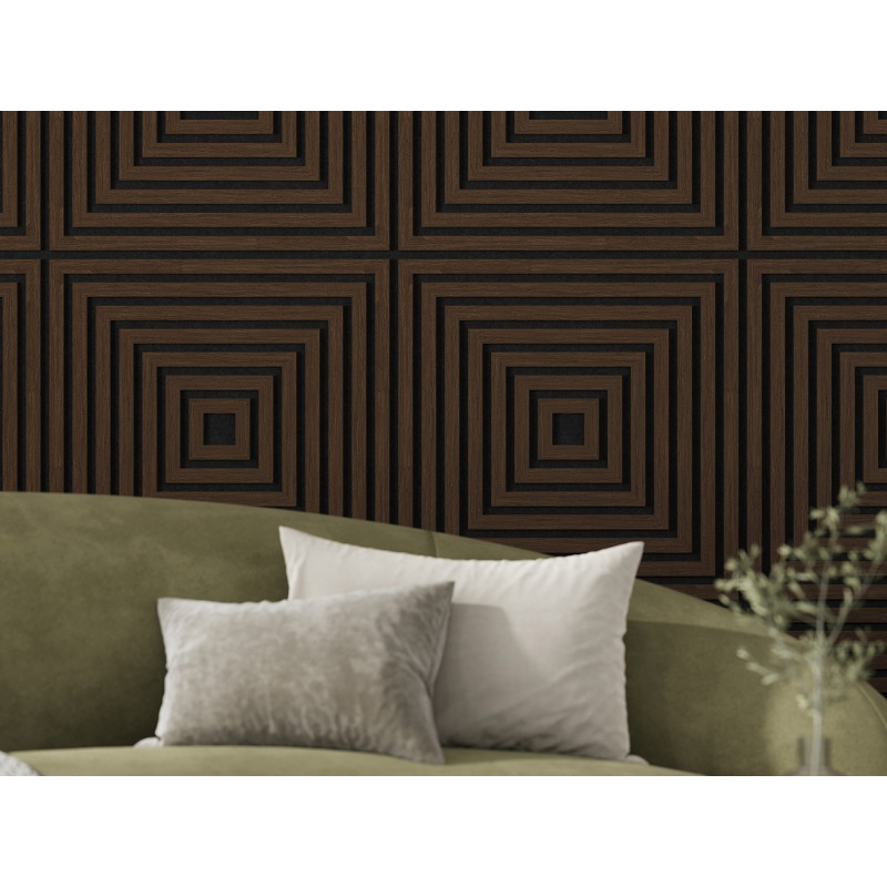 Mexen Linea 13 acoustic wall panel 60 x 60 cm (4 pcs), 9 mm felt, technical veneer, Mocca Oak - S110-60607-13-045