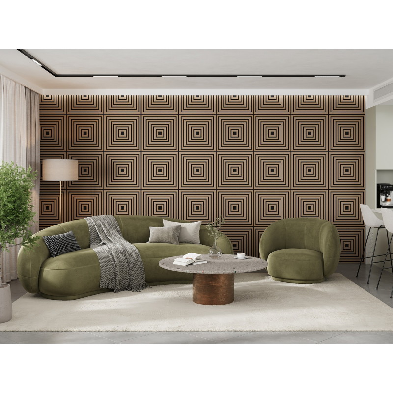 Mexen Linea 13 acoustic wall panel 60 x 60 cm (4 pcs), 9 mm felt, technical veneer, Light Walnut - S110-60607-13-047