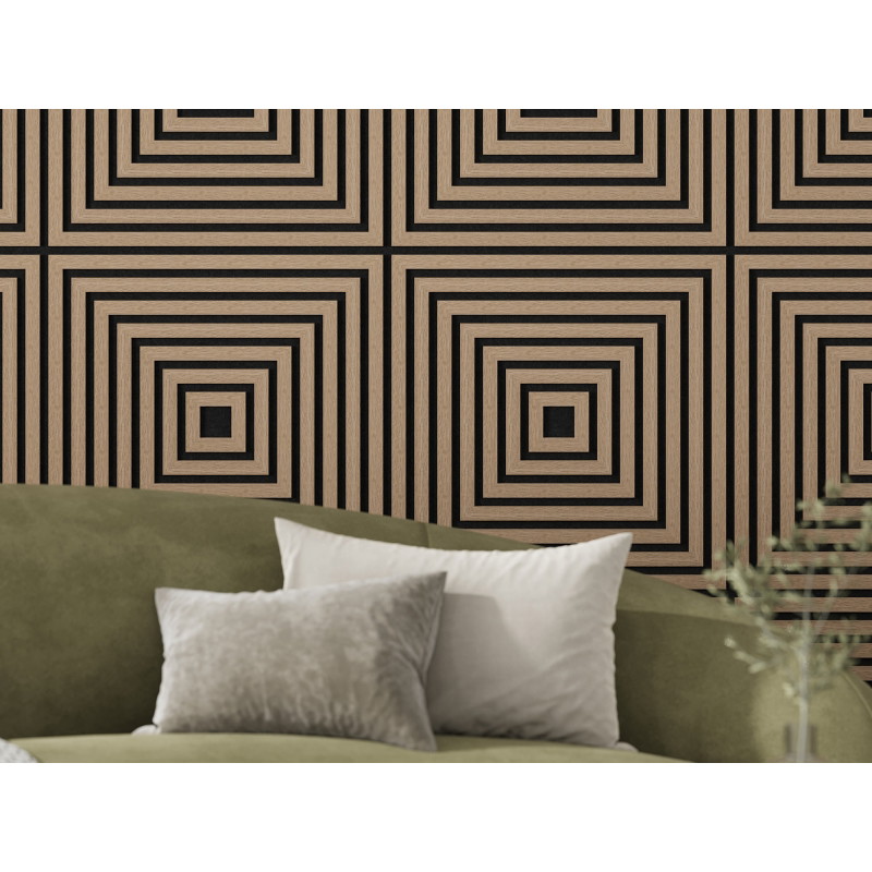 Mexen Linea 13 acoustic wall panel 60 x 60 cm (4 pcs), 9 mm felt, technical veneer, Light Walnut - S110-60607-13-047