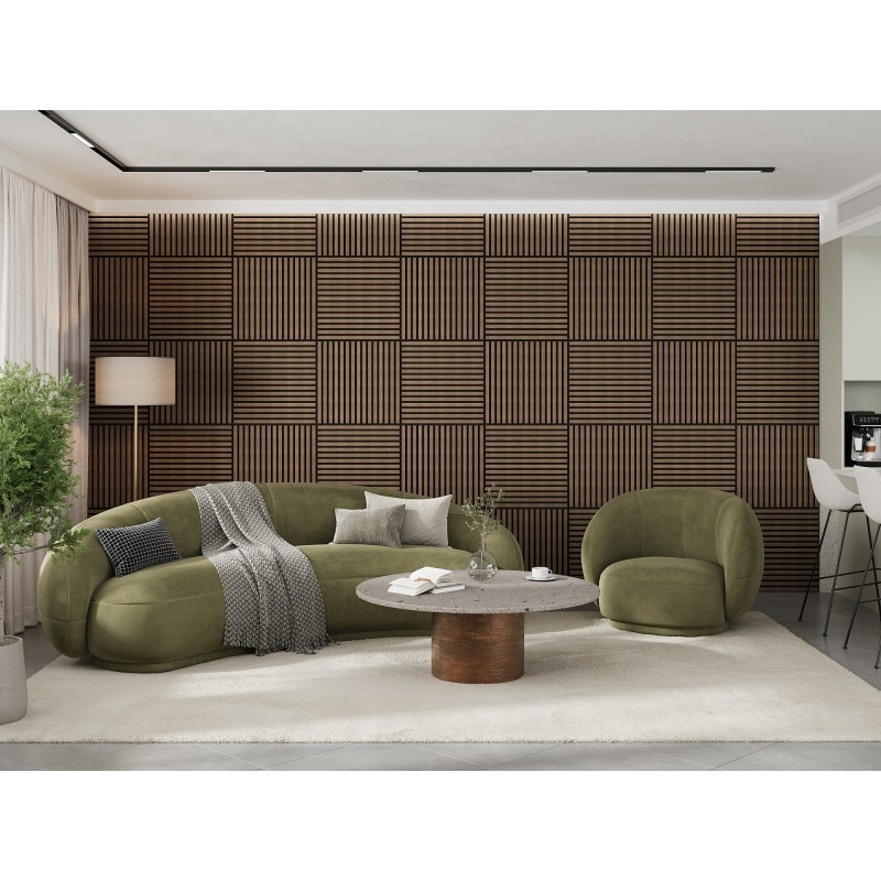 Mexen Linea 15 acoustic wall panel 60 x 60 cm (4 pcs), 9 mm felt, technical veneer, Dark Walnut - S110-60607-15-044